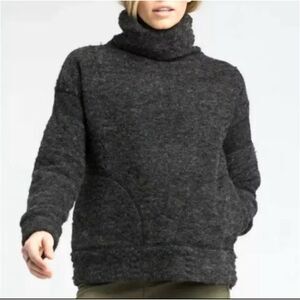 Prana Womans S Crestland‎ Pullover Sweater Turtle Neck Funnel Wool Speckled Gray